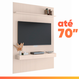Painel para Tv até 70 Polegadas 1,80x2,40m Ripado com Nicho Arbo Off White Edn - 1
