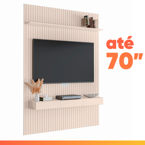 Painel para Tv até 70 Polegadas 1,80x2,40m Ripado com Nicho Arbo Off White Edn