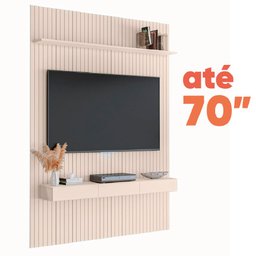 Painel para Tv até 70 Polegadas 1,80x2,40m Ripado com Nicho Arbo Off White Edn - 2