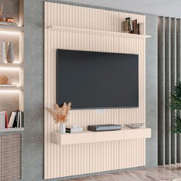 Painel para Tv até 70 Polegadas 1,80x2,40m Ripado com Nicho Arbo Off White Edn - 3