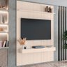 Painel para Tv até 70 Polegadas 1,80x2,40m Ripado com Nicho Arbo Off White Edn - 2
