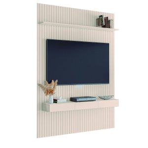 Painel para TV até 70 Polegadas 1,80x2,40m Ripado com Nicho Arbo Off White EDN