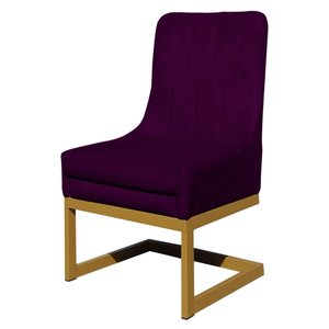 Cadeira Valentina Sala de Jantar Veludo Roxo Base Dourada - Belliv Decor