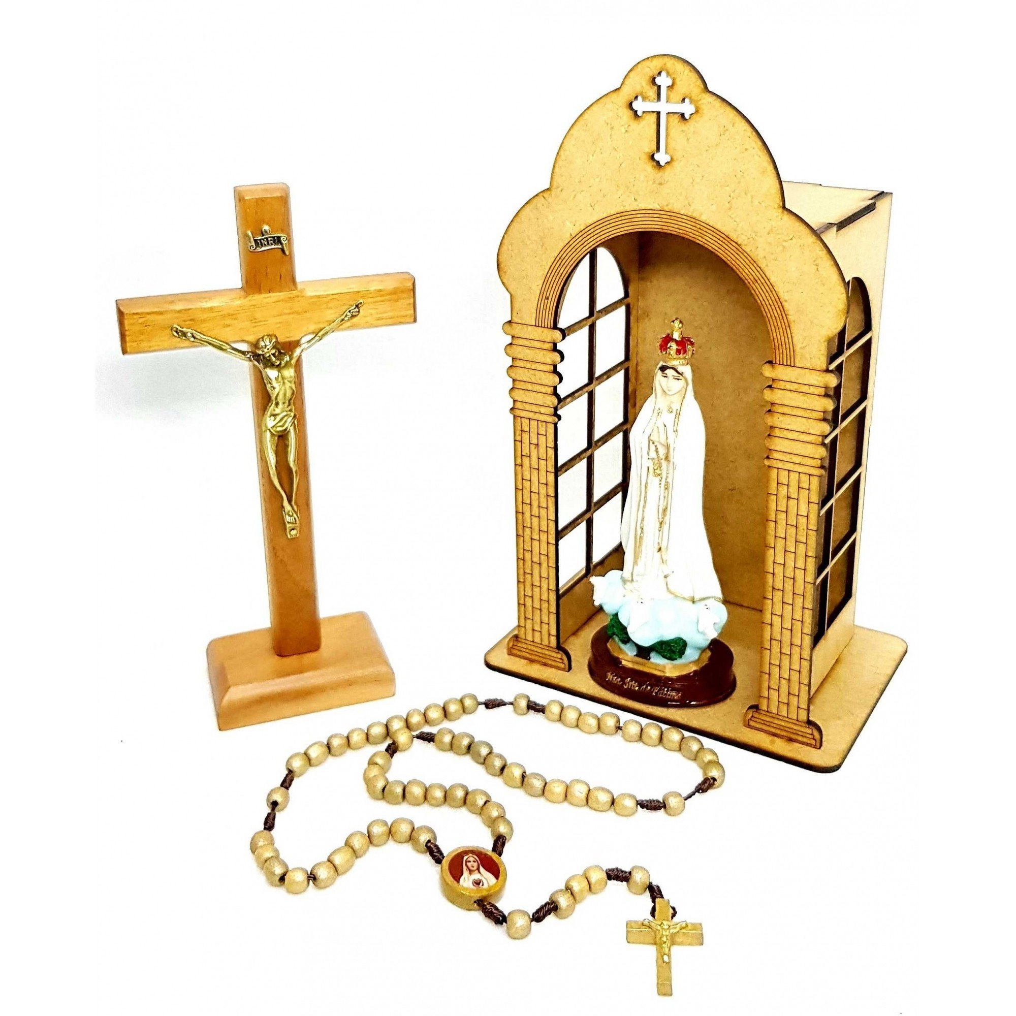 Kit Oratório Nossa Senhora de Fátima | MadeiraMadeira