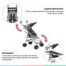 Carrinho De Bebê Passeio Guarda Chuva Pocket Plus Cinza De 6 Meses a 15Kg Multikids - 3