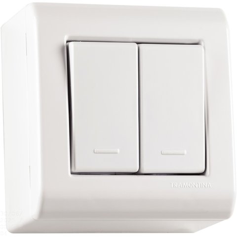 Caixa de Sobrepor com 2 Interruptores Simples 10 A 250 V Tramontina LizFlex Branca Tramontina