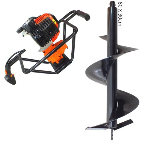 Perfurador de Solo Vulcan VPS520 2T 52cc Broca 80x30cm Com Pino Trava Para Uso na Construção