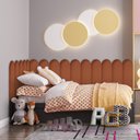 Ver imagem 1 de Kit 5 Placas Cabeceira Nuvem Estofada para Cama Box Solteiro - Módulo 20cm X 60cm:terracota