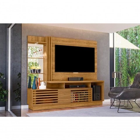 Rack Frizz Plus para TV até 60 Polegadas 200cm MDP com LED Cumaru Madetec Móveis