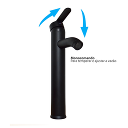 Torneira para Banheiro Monocomando para Cuba de Sobrepor - Preta - 3