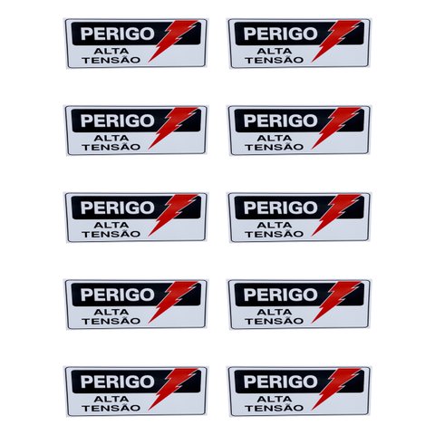Kit Combo 10 Placa de Sinalização Perigo Alta Tensão 20 X 30