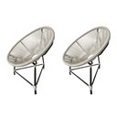 Ver imagem 1 de Kit 2 Cadeiras Acapulco Corda Náutica Base em Alumínio Preto/areia