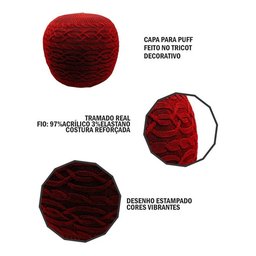Puff com Capa de Tricot 40x40cm Decorativo Marsala - 4