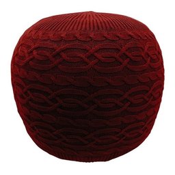 Puff com Capa de Tricot 40x40cm Decorativo Marsala - 1