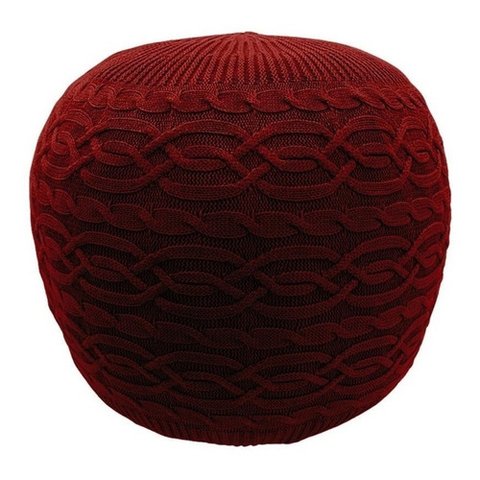 Puff com Capa de Tricot 40x40cm Decorativo Marsala