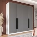 Ver imagem 1 de Guarda-roupa Casal Valência 4 Portas 4 Gavetas Branco/cinza - Politorno