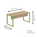 Ver imagem 4 de Escrivaninha Mesa Escritório X 150cm Industrial Noce Naturalle e Verde Miró Marrom/Marromle