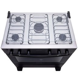 Fogão Mônaco Plus 5 Bocas Atlas - Mesa Inox - Bivolt - Acendimento Automático - Mega Chama - Preto - 5