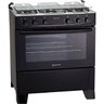Fogão Mônaco Plus 5 Bocas Atlas - Mesa Inox - Bivolt - Acendimento Automático - Mega Chama - Preto - 1