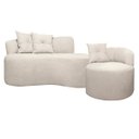 Ver imagem 1 de Kit Sofá Orgânico Plaza 2 Lugares 145cm e 1 Poltrona Linho Bouclê Bege Sofa Store
