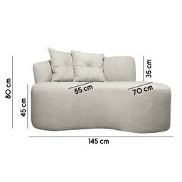 Kit Sofá Orgânico Plaza 2 Lugares 145cm e 1 Poltrona Linho Bouclê Bege Sofa Store - 5