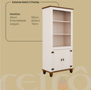 Ver imagem 4 de Estante Retrô 2 Portas Off White/Nogueira Estante para Livros