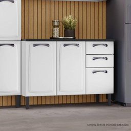 Balcão de Cozinha Itatiaia Aço 3 Portas 2 Gavetas Com Tampo New Premium Branco Neve - 4