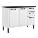 Ver imagem 1 de Balcão de Cozinha Itatiaia Aço 3 Portas 2 Gavetas Com Tampo New Premium Branco Neve