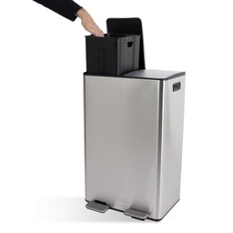 Lixeira Seletiva Dupla Inox Office Healer Premium 2 divisórias de 30L - 3