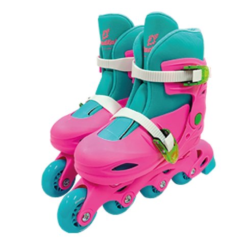 Patins Ajustável 4 Rodas 2 em 1 e Acessórios Fenix - Rosa/Azul (34-37)