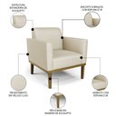 Ver imagem 3 de Sofá Namoradeira e 2 Poltronas Base Madeira Castanho Maressa Veludo Luxo Off White - Ibiza