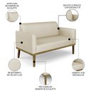 Ver imagem 4 de Sofá Namoradeira e 2 Poltronas Base Madeira Castanho Maressa Veludo Luxo Off White - Ibiza