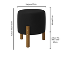 Ver imagem 4 de Kit 2 Puffs Decorativo Redondo Banqueta Sala Quarto Escritório Pés Madeira Zuppy - Preto Suede