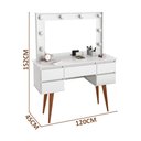 Ver imagem 4 de Penteadeira Camarim com Espelho 5 Gavetas Strass Patrimar Móveis Branco