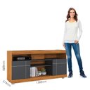 Ver imagem 5 de Rack Bancada Yara e Painel para Tv Suspenso Maia com Mesa de Centro Jeri Noce Milano Preto Acetinado