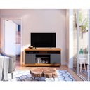Ver imagem 6 de Rack Bancada Yara e Painel para Tv Suspenso Maia com Mesa de Centro Jeri Noce Milano Preto Acetinado