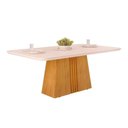 Ver mais imagens de Conjunto: Mesa de Cozinha Itália Tampo Madeirado C/ Vidro Curvo 170x90cm e 6 Cadeiras Ondina Cedro/