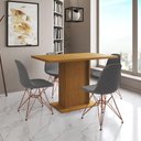 Ver imagem 1 de Mesa Jantar Londres Tampo Canela 120cm 4 Cadeiras Base Cobre Estofado Grafite