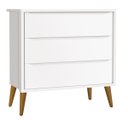 Ver imagem 1 de Cômoda Gaveteiro Théo New Branco Fosco com Madeira - MoveisAqui