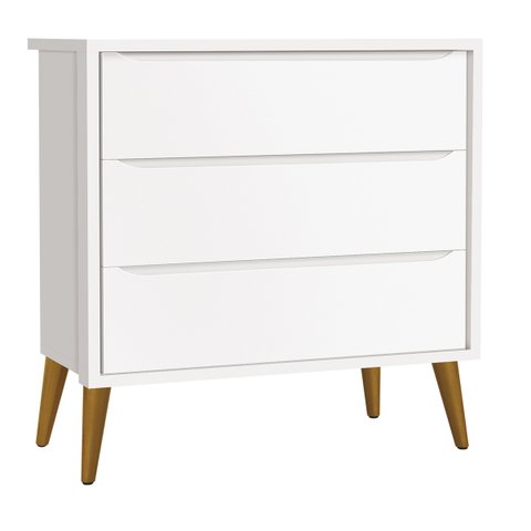 Cômoda Gaveteiro Théo New Branco Fosco com Madeira - MoveisAqui