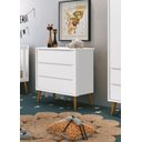 Ver imagem 2 de Cômoda Gaveteiro Théo New Branco Fosco com Madeira - MoveisAqui