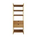 Ver imagem 3 de Guarda Roupa Aberto Industrial Solteiro 1 Módulo com Gaveta Amêndoa Base Dourada