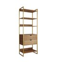 Ver imagem 2 de Guarda Roupa Aberto Industrial Solteiro 1 Módulo com Gaveta Amêndoa Base Dourada