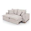 Ver imagem 1 de Sofá Retrátil Reclinável Confortável com Molas Ensacadas no Assento Tecido Linho Cru 2,10m