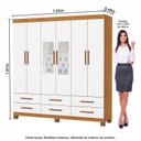Ver imagem 3 de Guarda-Roupa 6 Portas 6 Gavetas com Espelho e Pés Denver Branco/Cinamomo