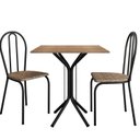 Ver imagem 2 de Conjunto Sala de Jantar para Cozinha Mesa Tampo BP Quadrada e 2 Cadeiras Juliete Yescasa Preto/Rattan/Demolição