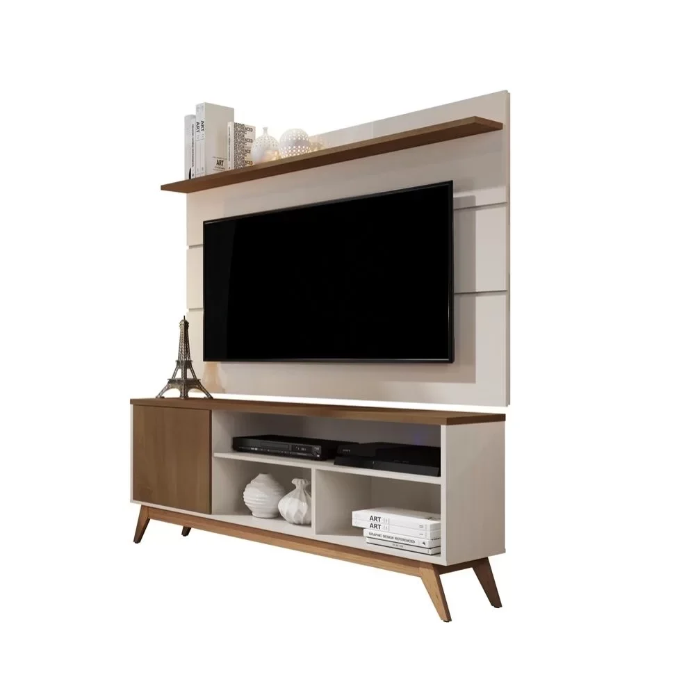 Rack Malbec com Painel Vivare 1.36 Off White/Freijó - 2