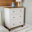 Ver imagem 1 de Cômoda para Quarto de Bebê 4 Gavetas Joy Branco/Off White/Nogueira