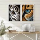 Ver imagem 1 de Kit 2 Quadros Decorativos Olhos de Animais 24x18cm - com Vidro:madeira Preta