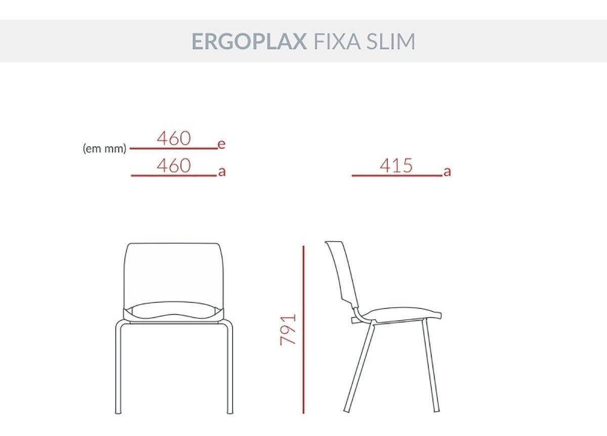 Kit 4 Cadeira Escritório Fixa Empilhável Slim Estofado Macio - 2